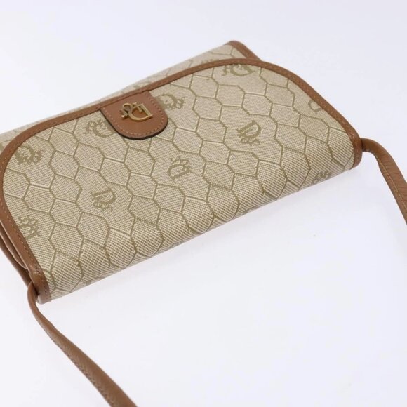 Christian Dior Honeycomb Canvas Shoulder Bag PVC Beige Gold Auth sw1104 - Picture 6 of 16
